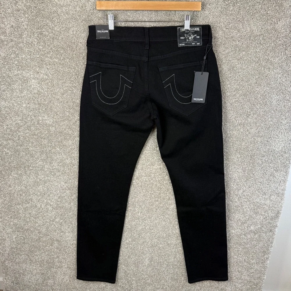 True Religion Geno Relaxed Slim Jeans Mens 32x34 Body Rinse Black 105714 NEW